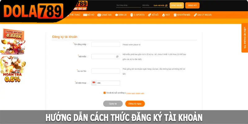 Hướng dẫn cách thức đăng ký Dola789 nhanh chóng nhất